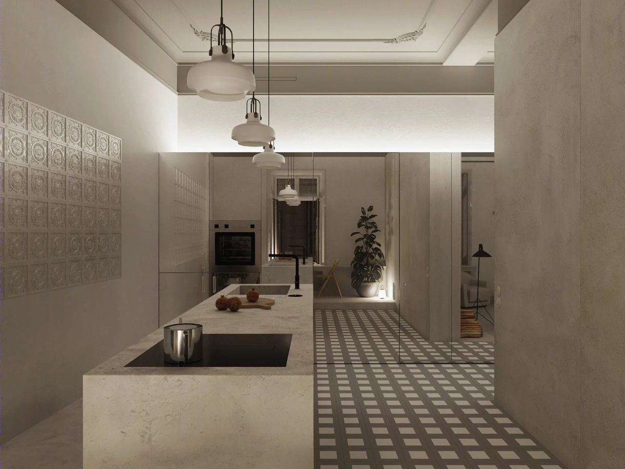 乌克兰一室户极简公寓，镜面元素打造宽敞空间-35