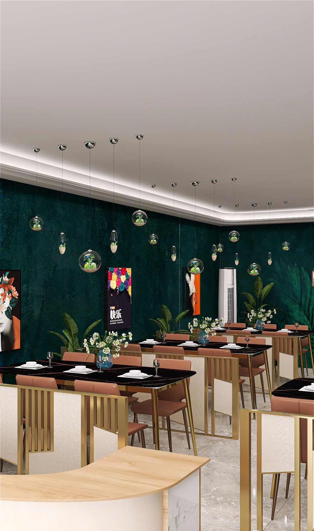 植物吊灯餐厅装饰效果-4