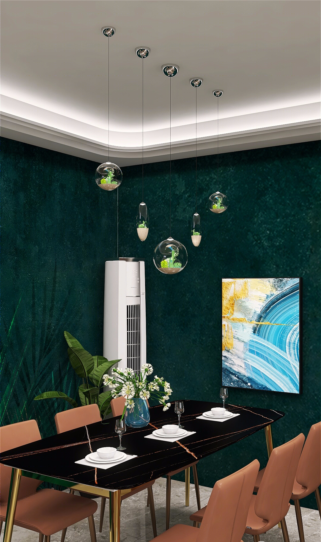 植物吊灯餐厅装饰效果-6