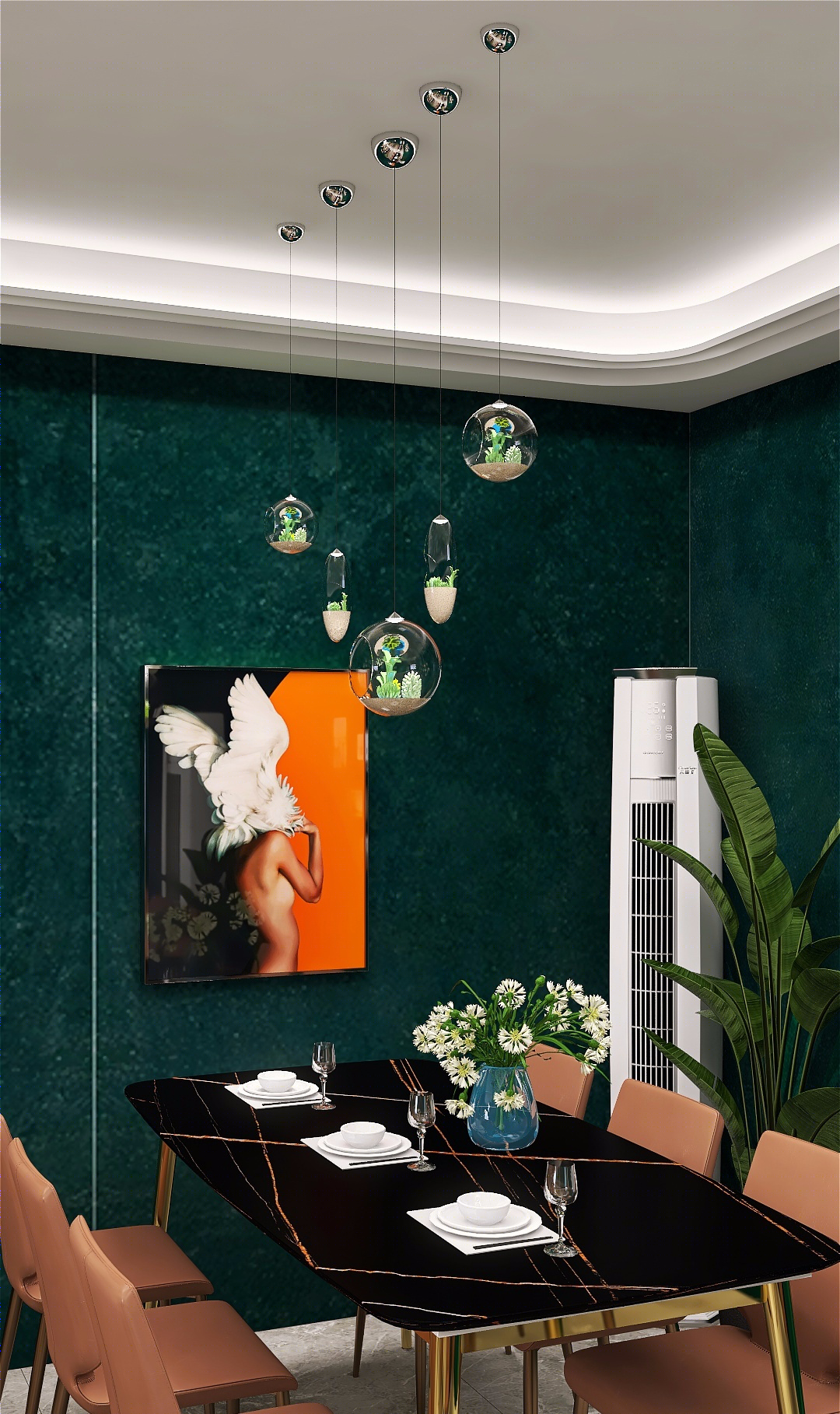 植物吊灯餐厅装饰效果-7