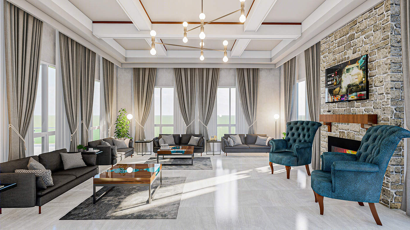 Anastasiya Gushchina丨别墅丨Drawing Room Interior for Shaz Consultants-0