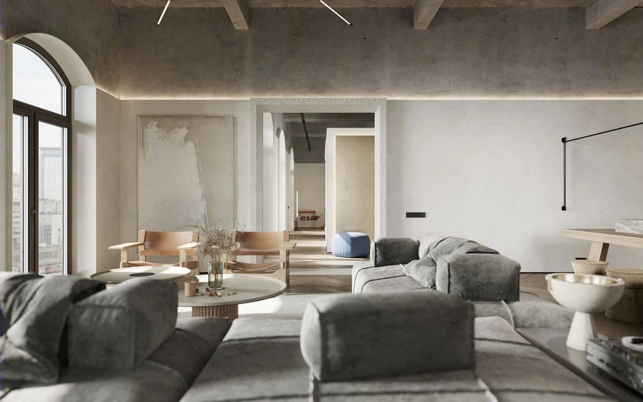 原木水泥灰,优雅 loft 生活-11