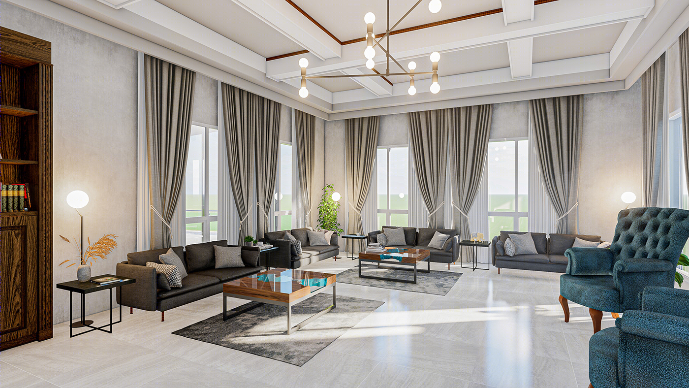 Anastasiya Gushchina丨别墅丨Drawing Room Interior for Shaz Consultants-1