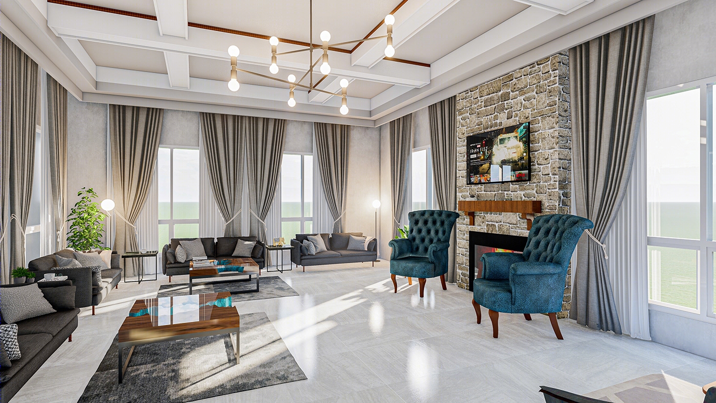 Anastasiya Gushchina丨别墅丨Drawing Room Interior for Shaz Consultants-2