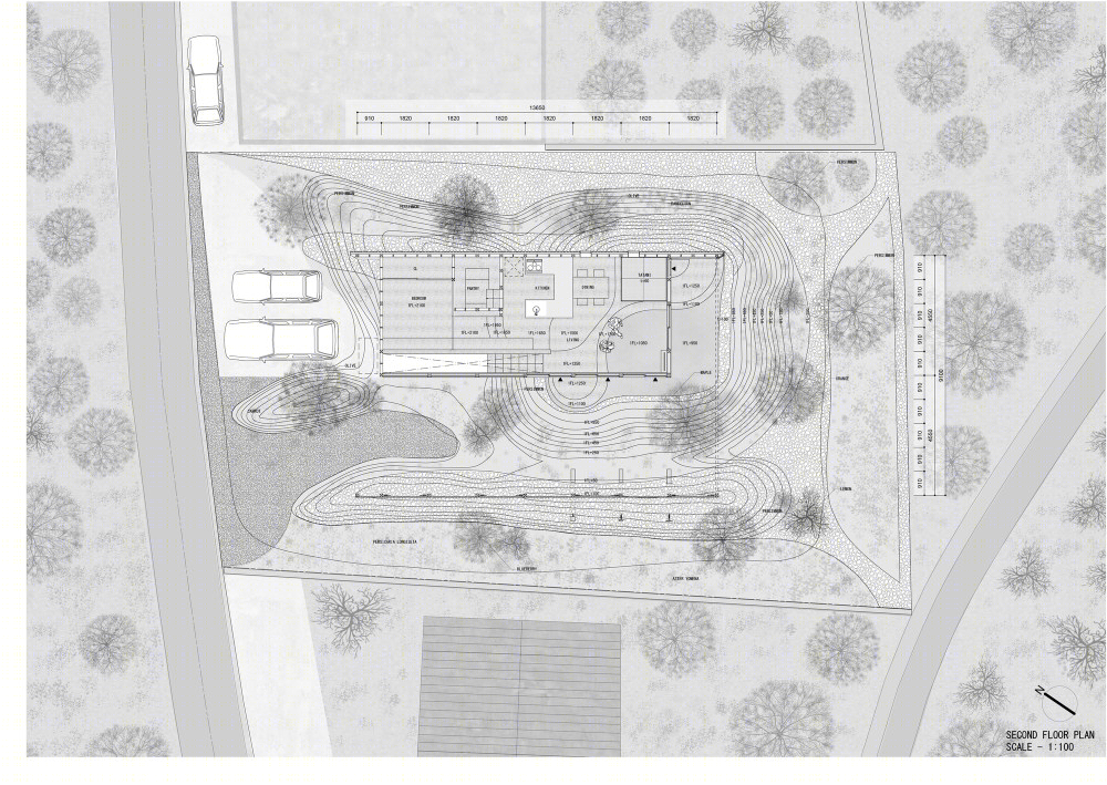 日本 Hashimoto 山间林地中的半室内半室外现代谷仓住宅-37