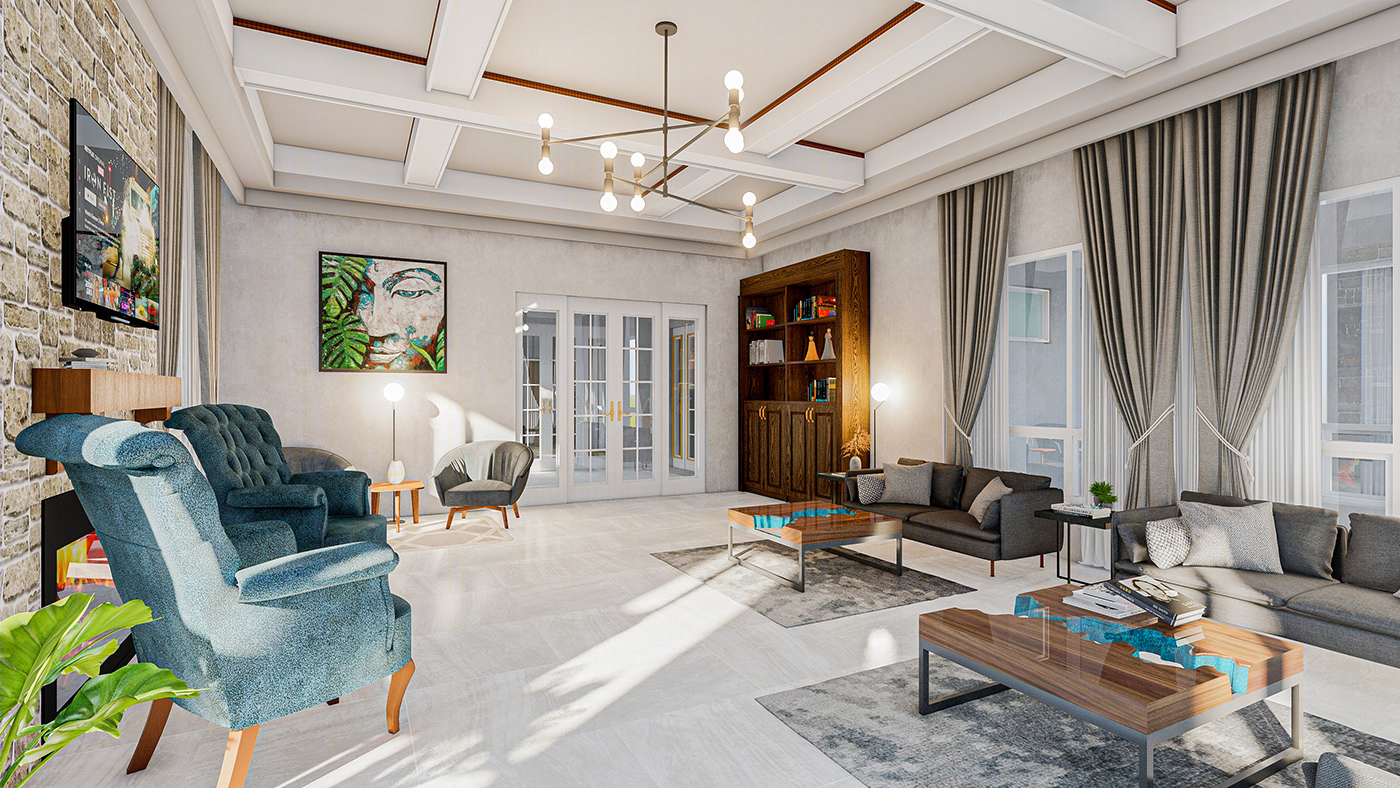 Anastasiya Gushchina丨别墅丨Drawing Room Interior for Shaz Consultants-4