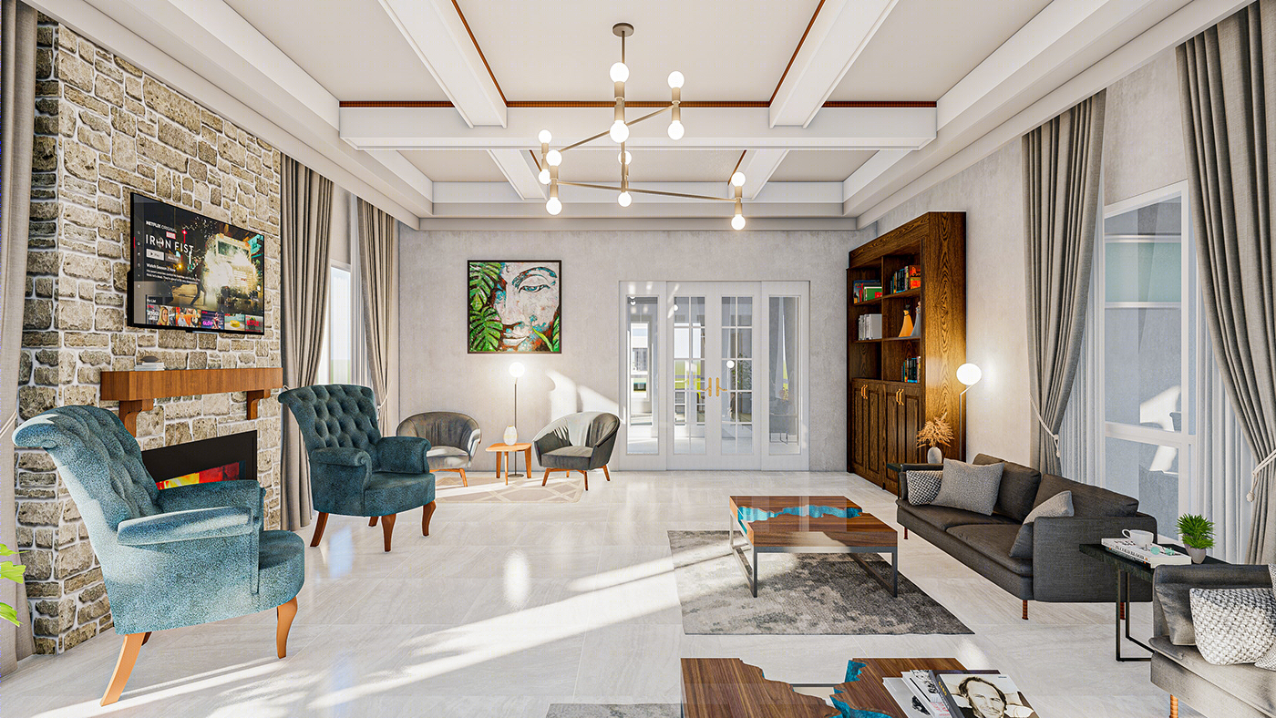 Anastasiya Gushchina丨别墅丨Drawing Room Interior for Shaz Consultants-3