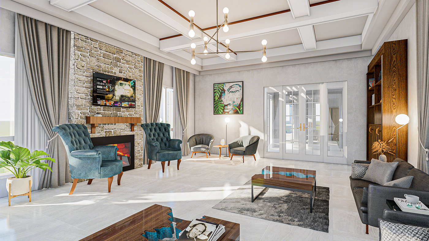 Anastasiya Gushchina丨别墅丨Drawing Room Interior for Shaz Consultants-5