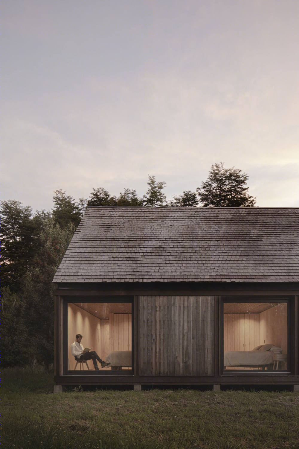 智利原生森林中的简约木质家园-15