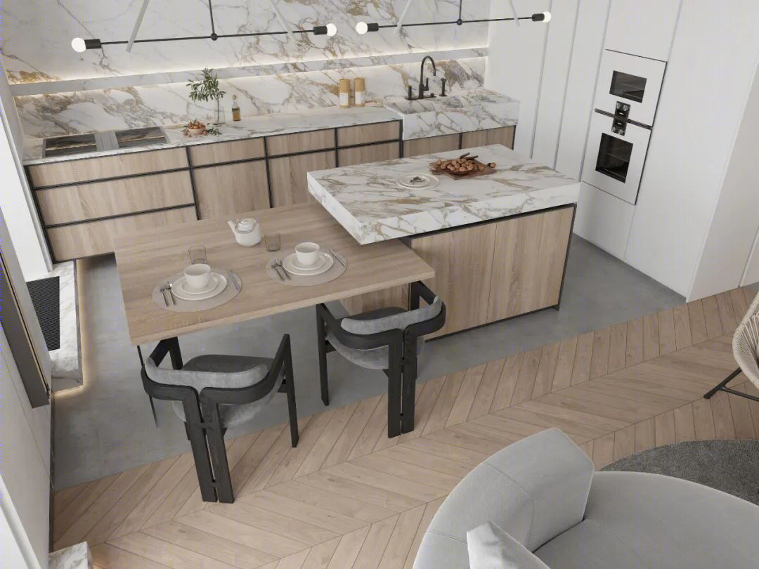 DE&DE 新作 | 95m²简约私宅，大理石与原木的和谐-6