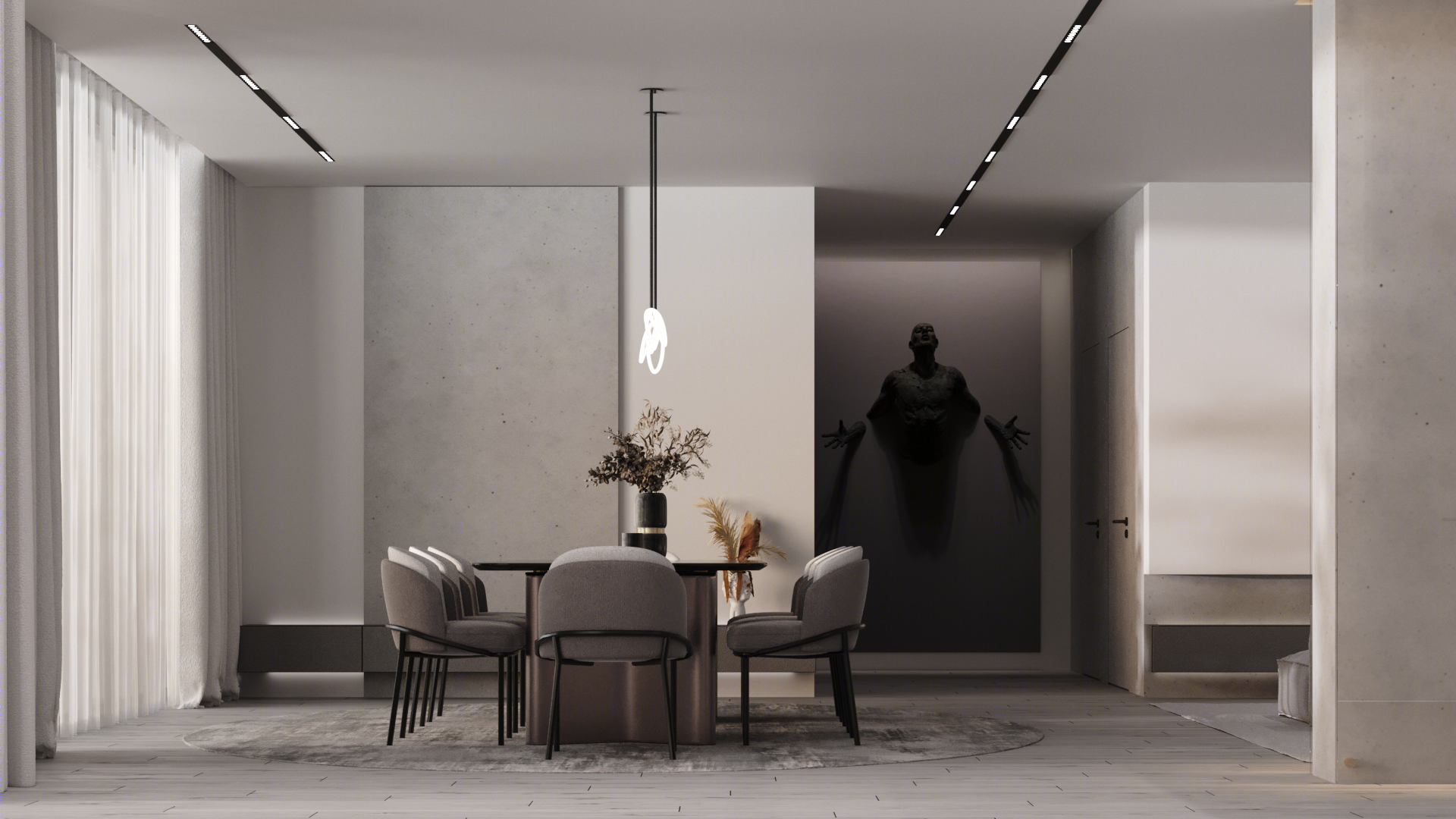 400平 简约灰调子大空间设计-10