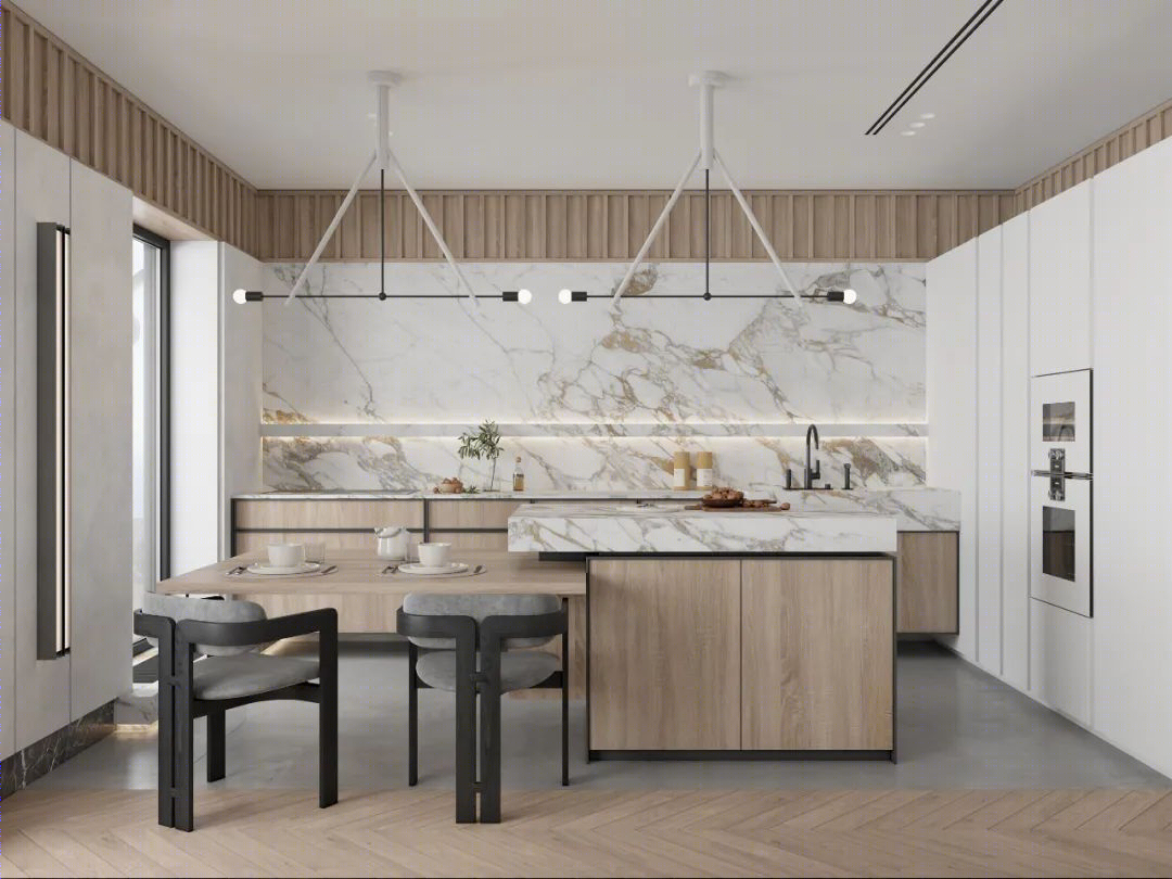 DE&DE 新作 | 95m²简约私宅,大理石与原木的和谐-7