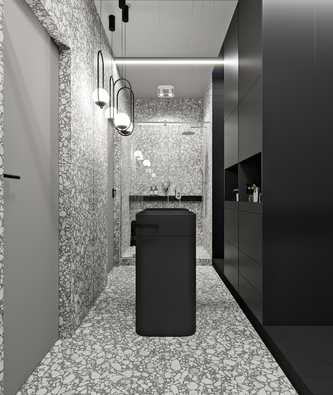 102㎡高级黑公寓，L 型空间塞下 10 个功能区-48