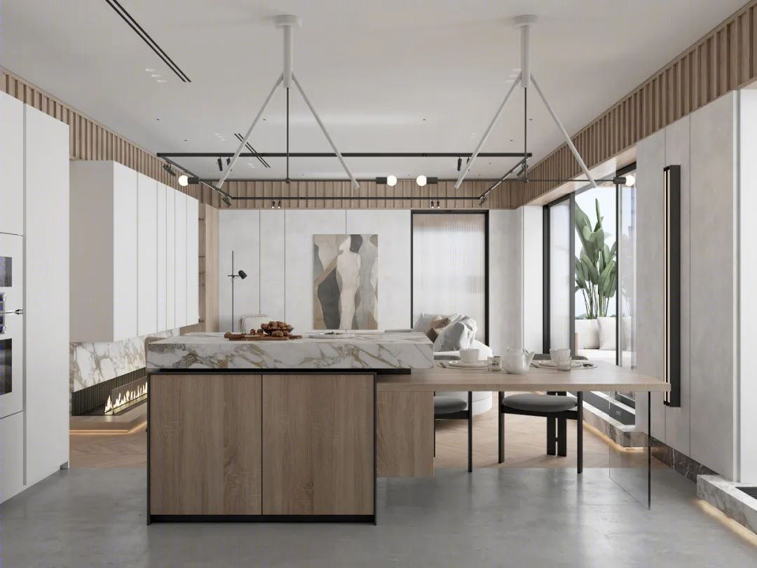 DE&DE 新作 | 95m²简约私宅，大理石与原木的和谐-8