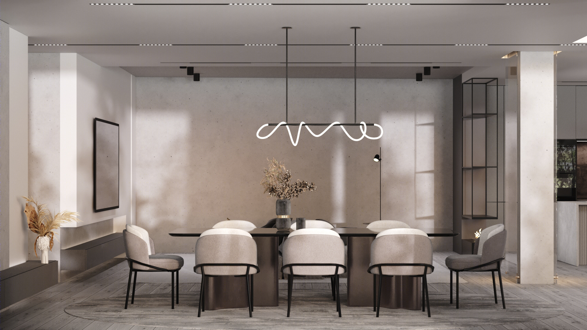 400平 简约灰调子大空间设计-11