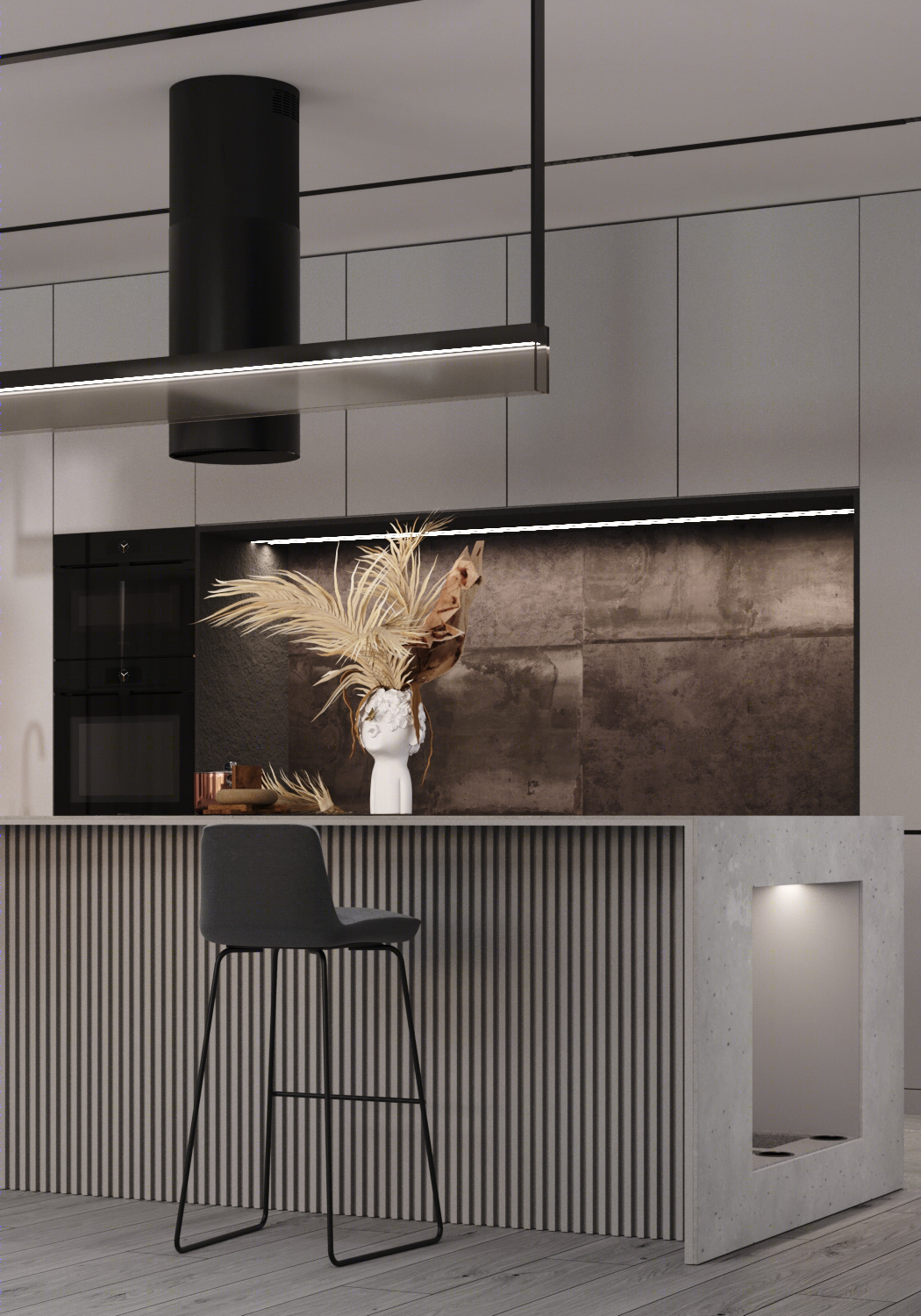 400平 简约灰调子大空间设计-15