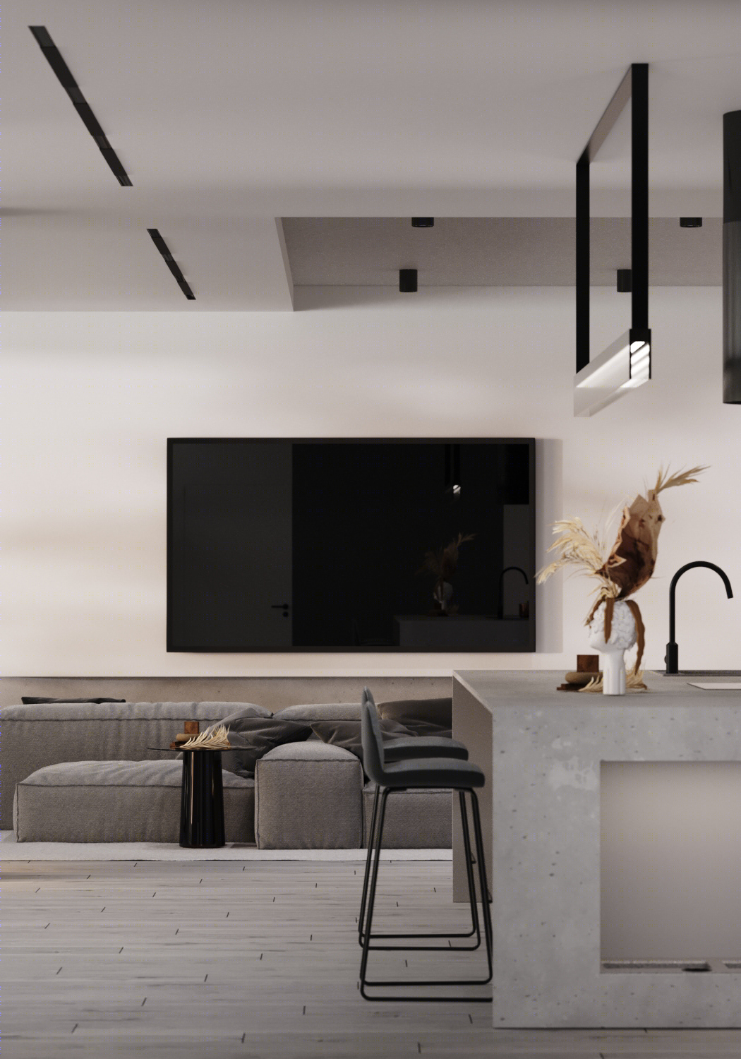 400平 简约灰调子大空间设计-16