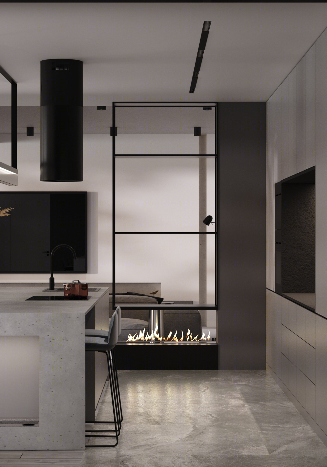 400平 简约灰调子大空间设计-17