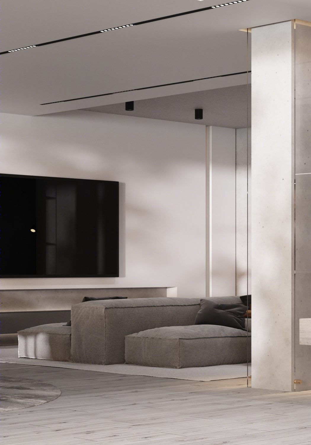 400平 简约灰调子大空间设计-19