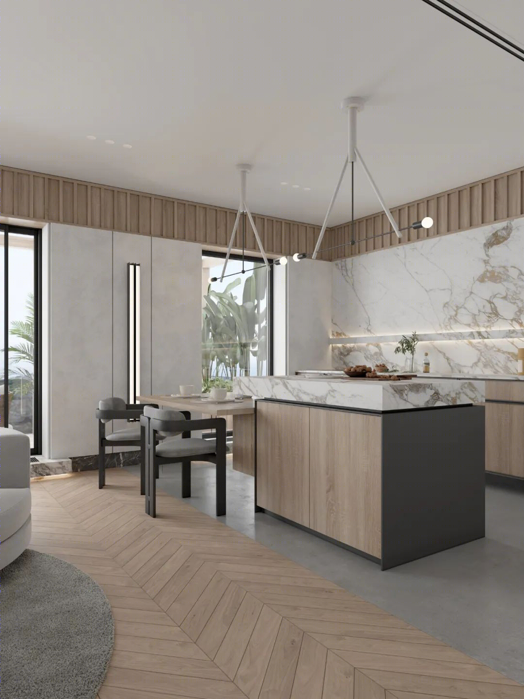 DE&DE 新作 | 95m²简约私宅，大理石与原木的和谐-12