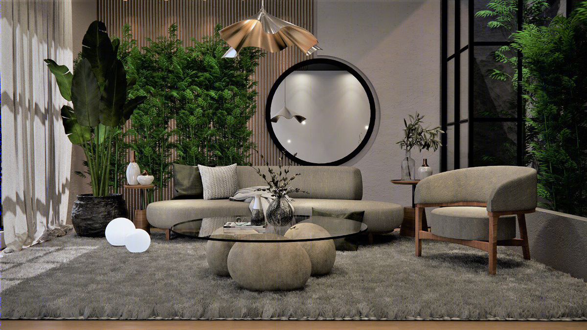 Projeto para estudo de cena- Sala de estar- Render 3D-0
