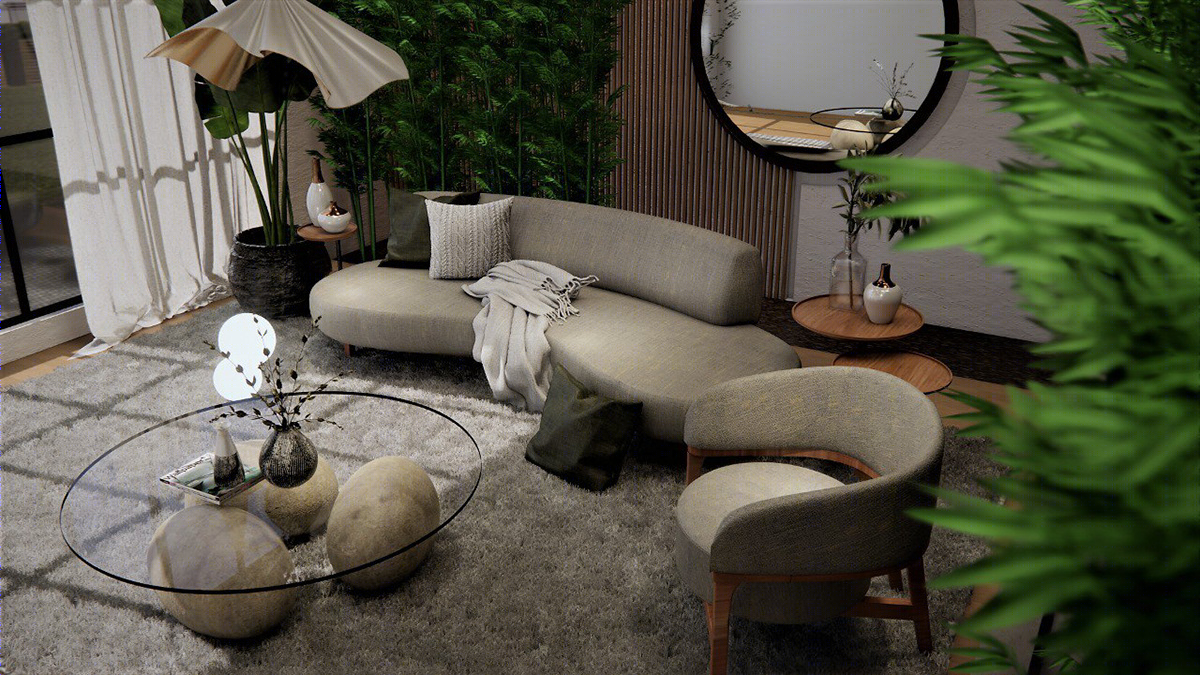 Projeto para estudo de cena- Sala de estar- Render 3D-2