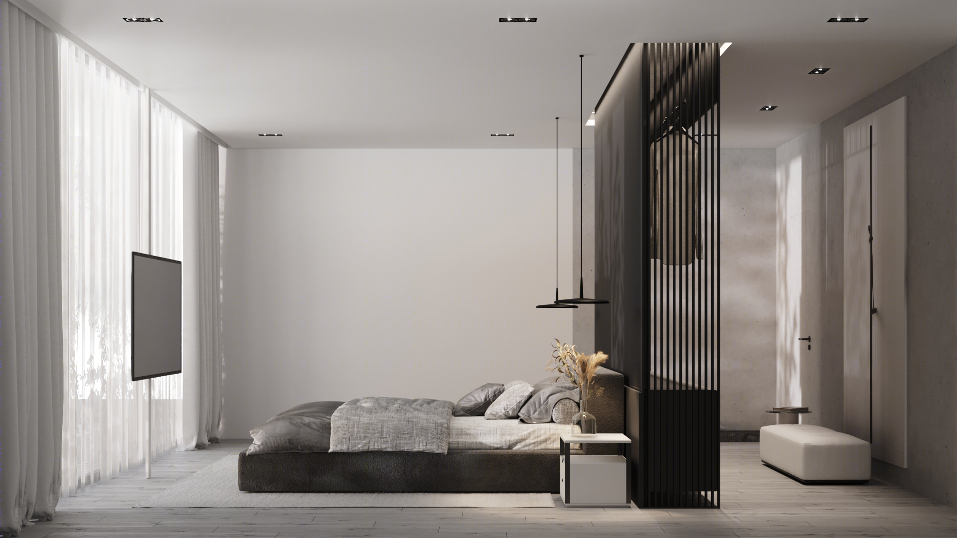 400平 简约灰调子大空间设计-23