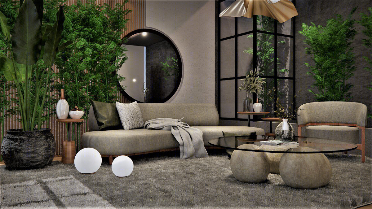 Projeto para estudo de cena- Sala de estar- Render 3D-5