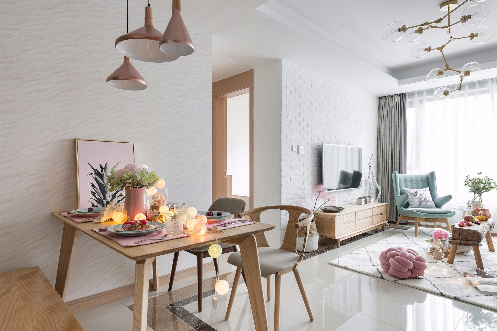 88㎡北欧风灰度空间 | 清新梦幻的粉色公主小天地-17