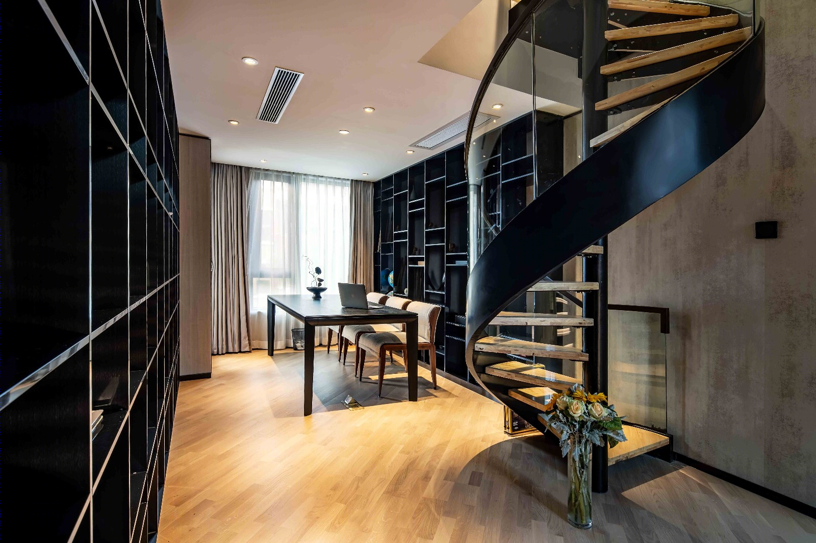 深圳高端别墅现代简约设计，竹木纤维墙板防白蚁-26