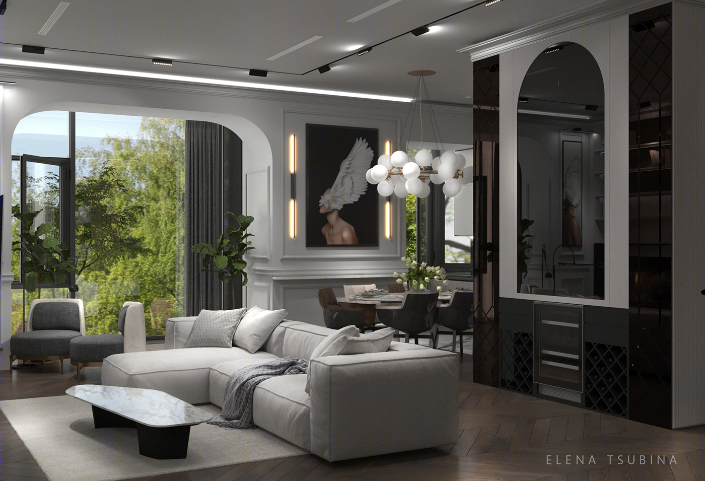 Anastasiya Gushchina丨平层丨Царский дом. Центр Киева. Проект реализован. Гостиная-0