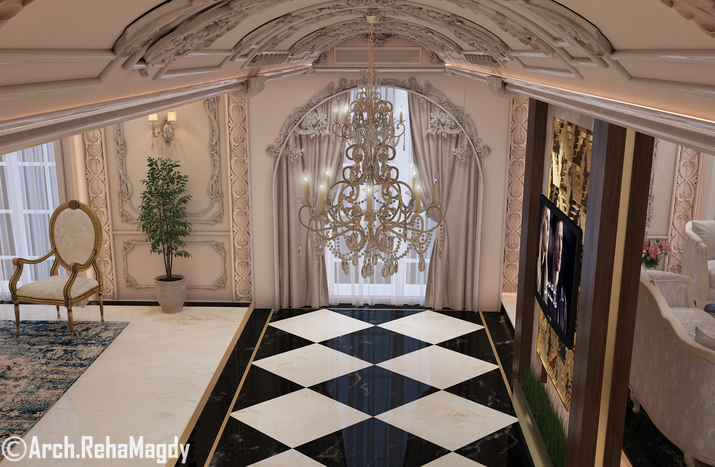 法式经典别墅接待厅-2