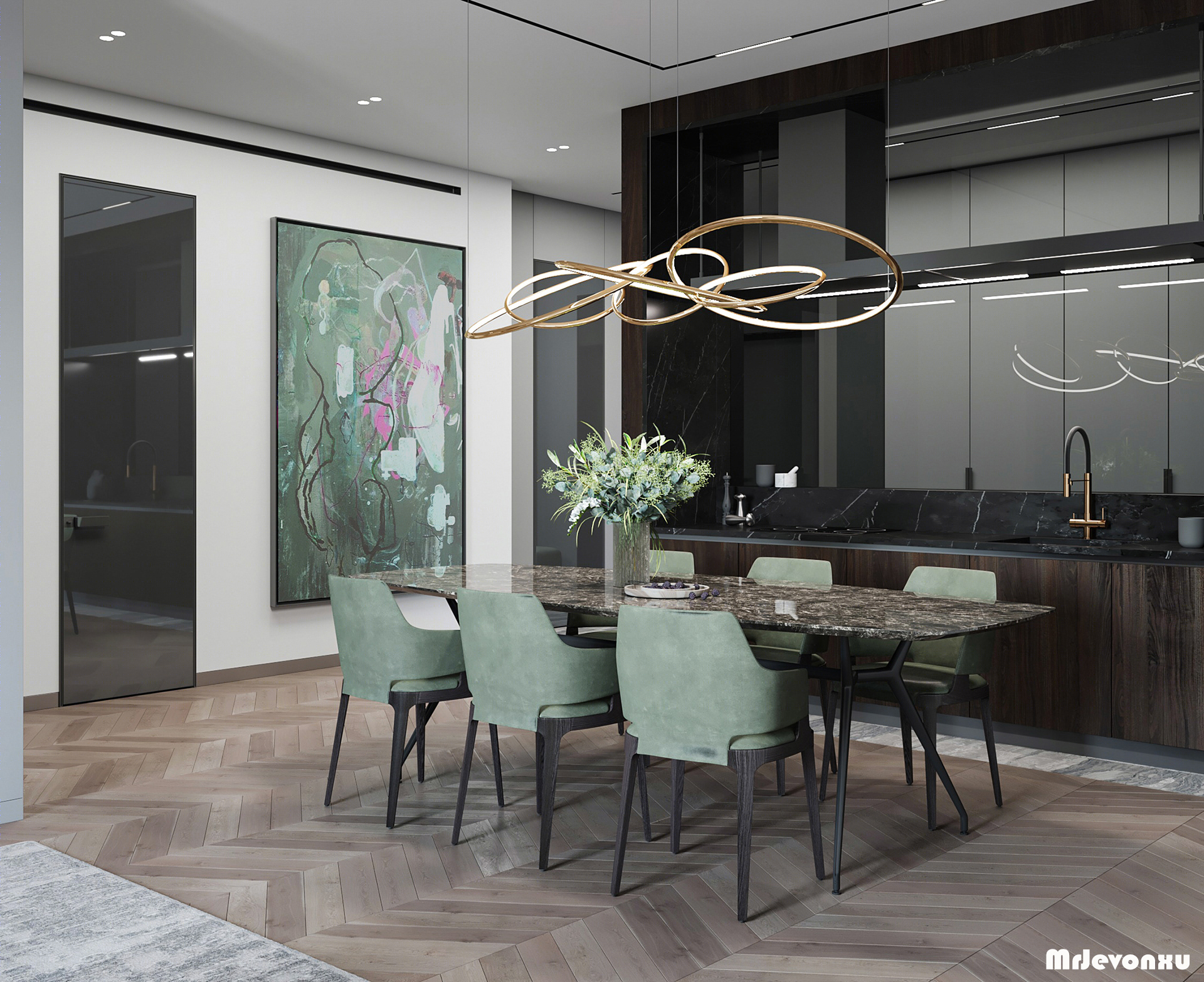 东莞现代简约风青色空间设计丨中国东莞丨徐设计师-5