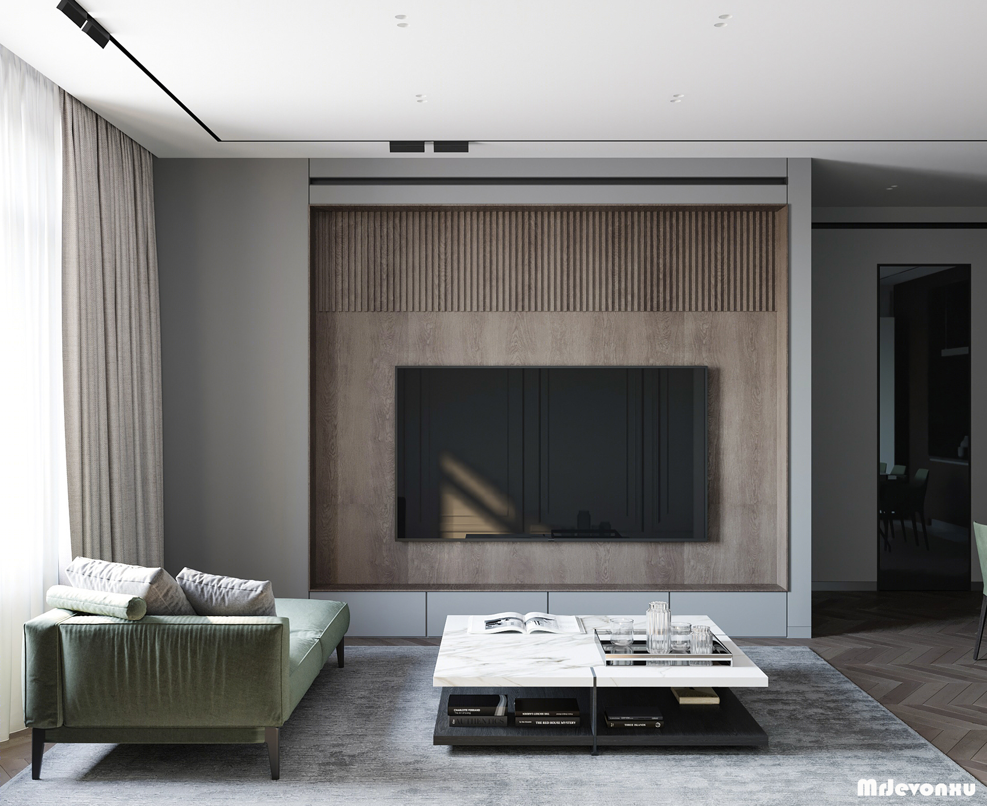 东莞现代简约风青色空间设计丨中国东莞丨徐设计师-6