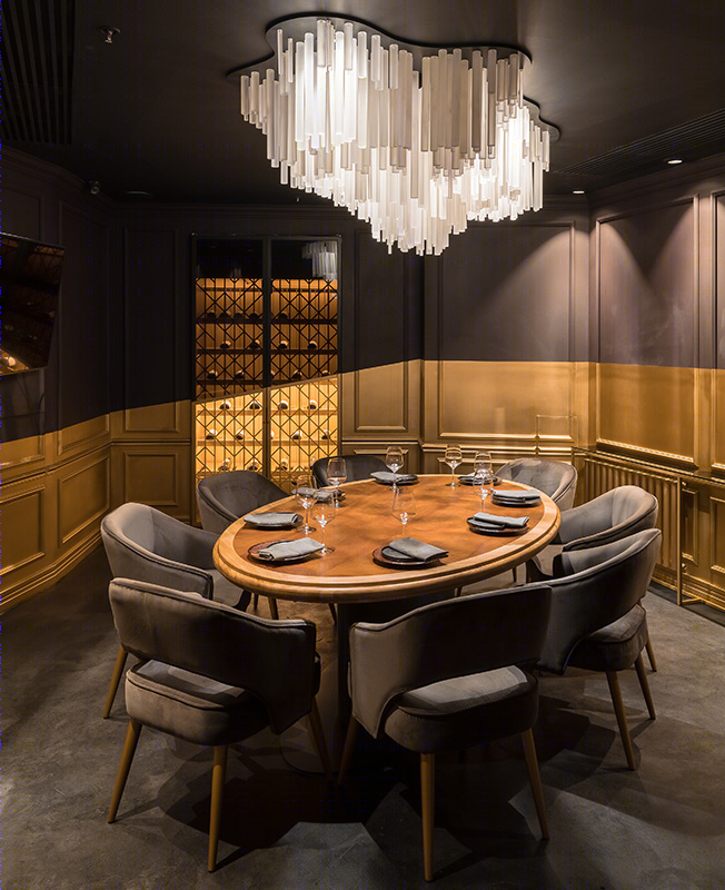 莫斯科现代几何黄铜餐厅-5