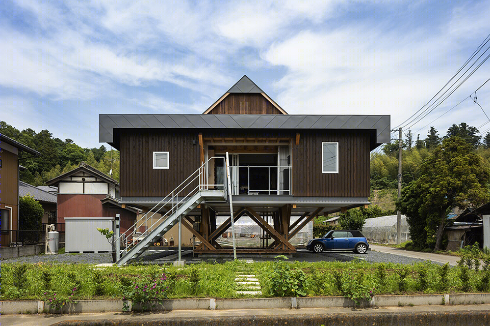 对角线构筑的架空住宅丨日本茨城丨FT Architects-3