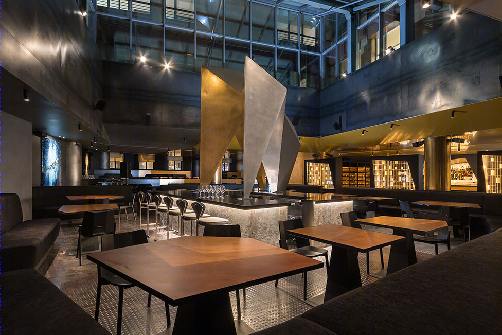 莫斯科现代几何黄铜餐厅-8