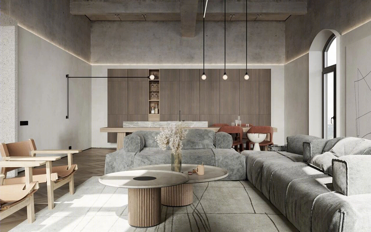 原木水泥灰,优雅 loft 生活-2