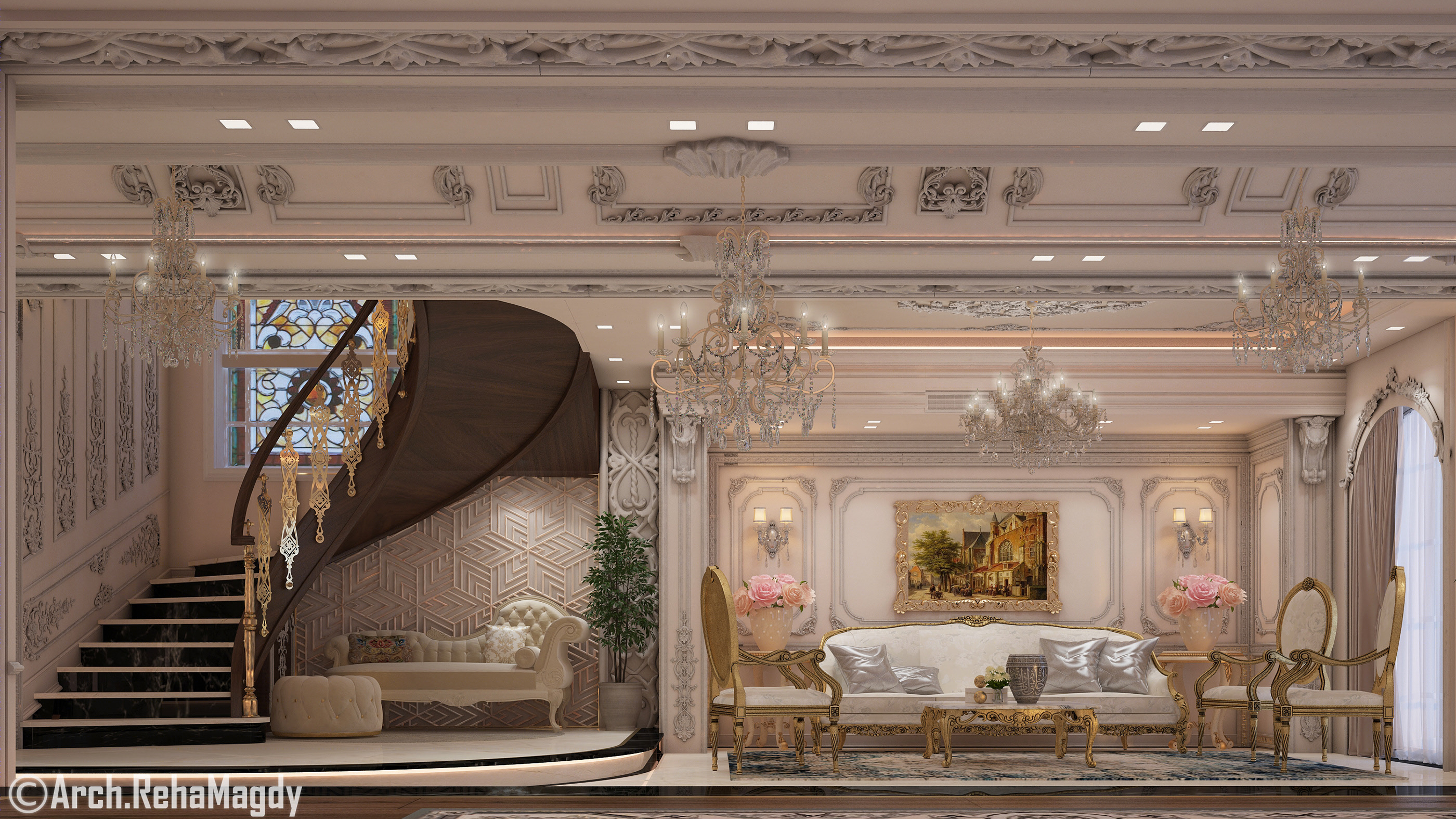 法式经典别墅接待厅-11