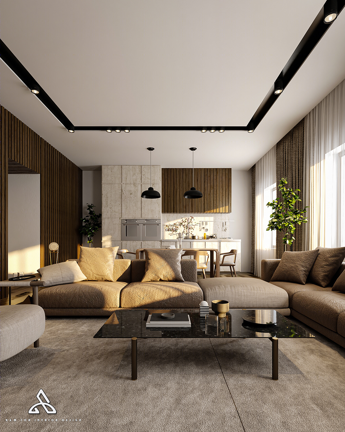 Anastasiya Gushchina丨平层丨Living room by modern style-0