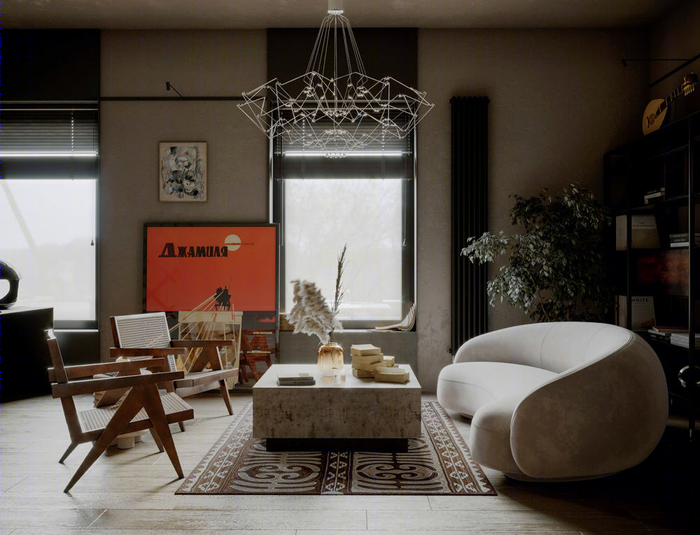 自然侘寂风住宅空间设计丨Ermek Tolo-3