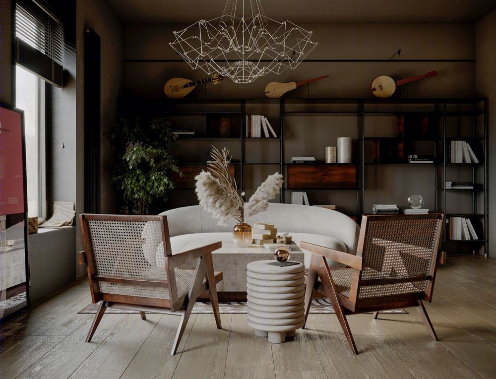 自然侘寂风住宅空间设计丨Ermek Tolo-4