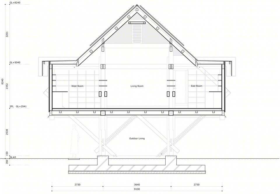 对角线构筑的架空住宅丨日本茨城丨FT Architects-49