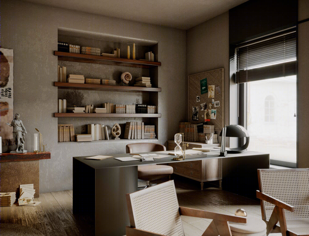 自然侘寂风住宅空间设计丨Ermek Tolo-7