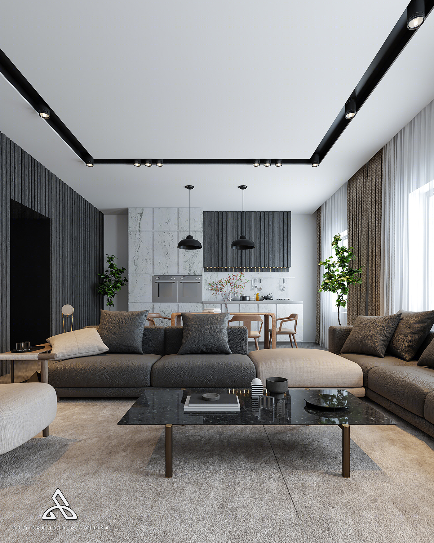 Anastasiya Gushchina丨平层丨Living room by modern style-4