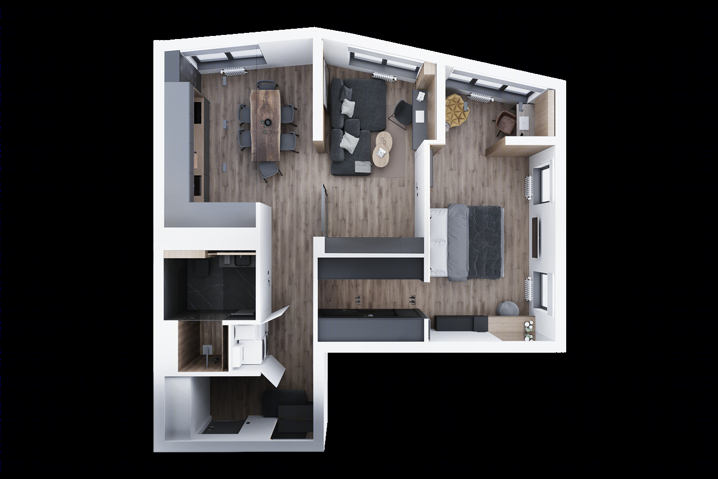 原木极简，KYDE architects 打造永恒黑白灰生活空间-2