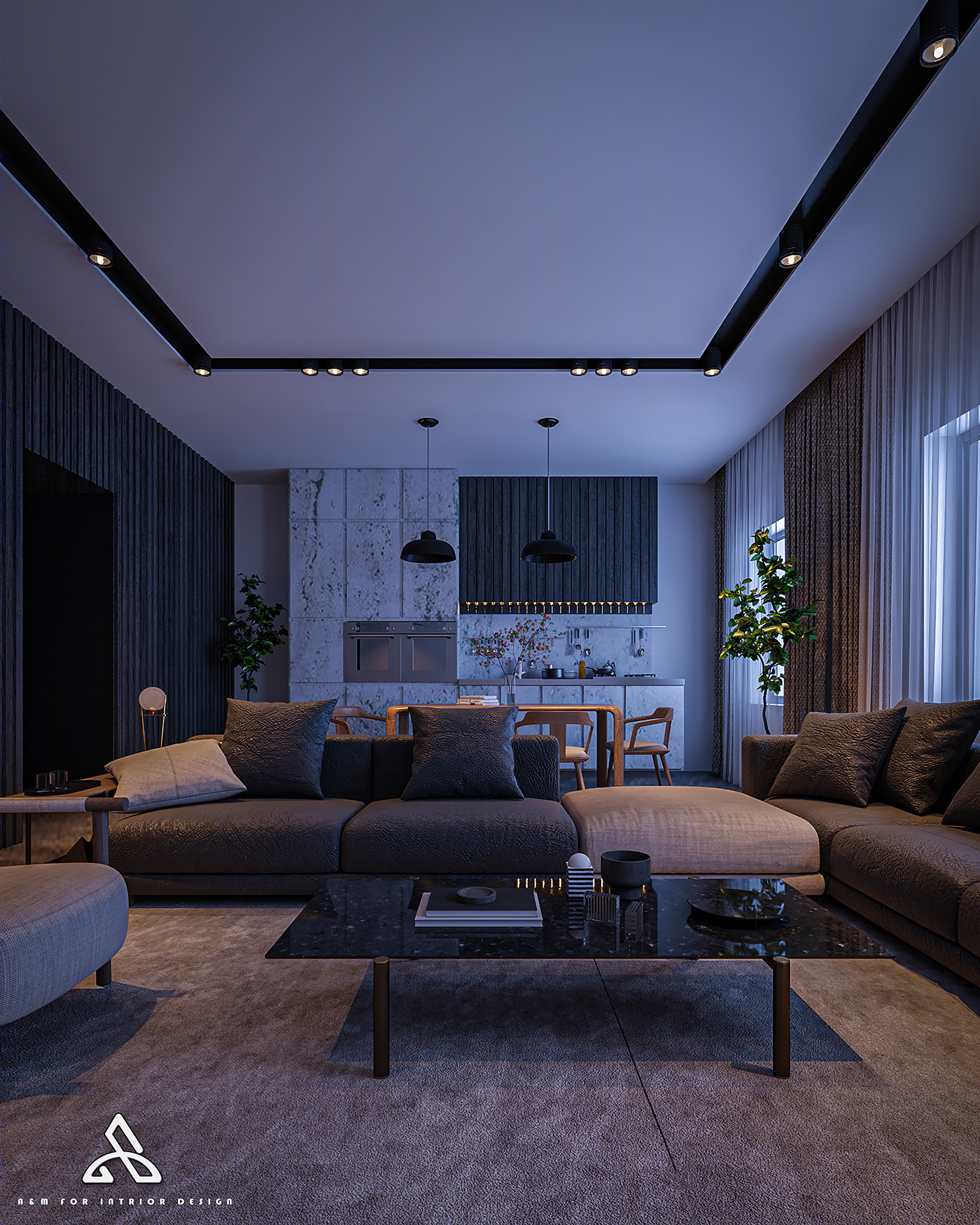 Anastasiya Gushchina丨平层丨Living room by modern style-5