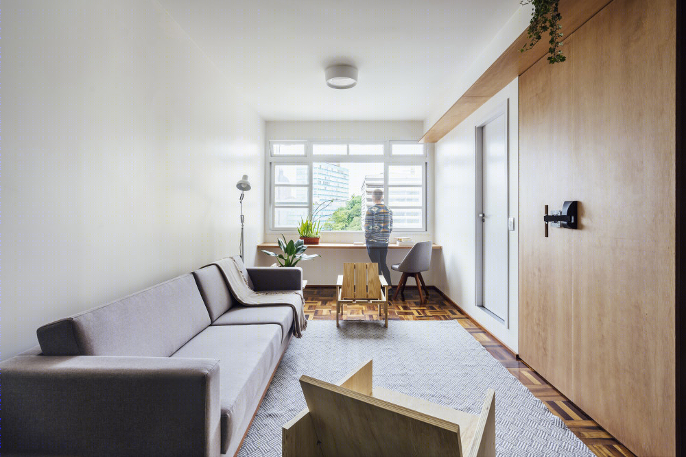 巴西小公寓极致利用,历史建筑中的现代简约生活-18