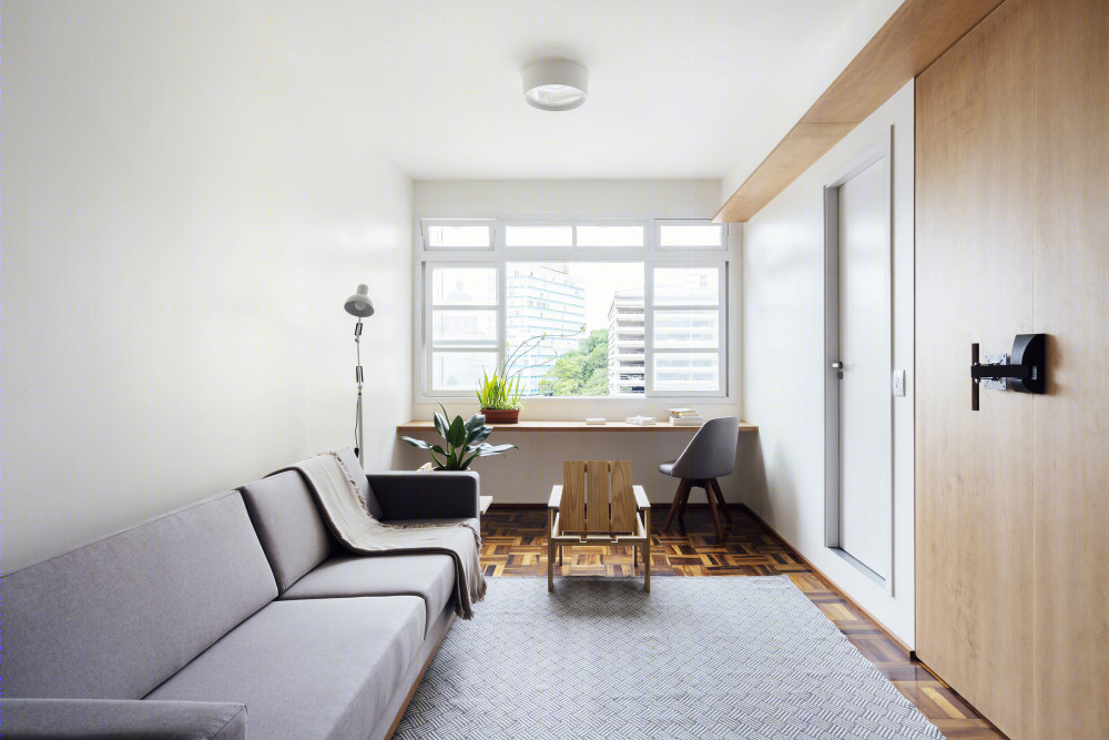 巴西小公寓极致利用,历史建筑中的现代简约生活-19