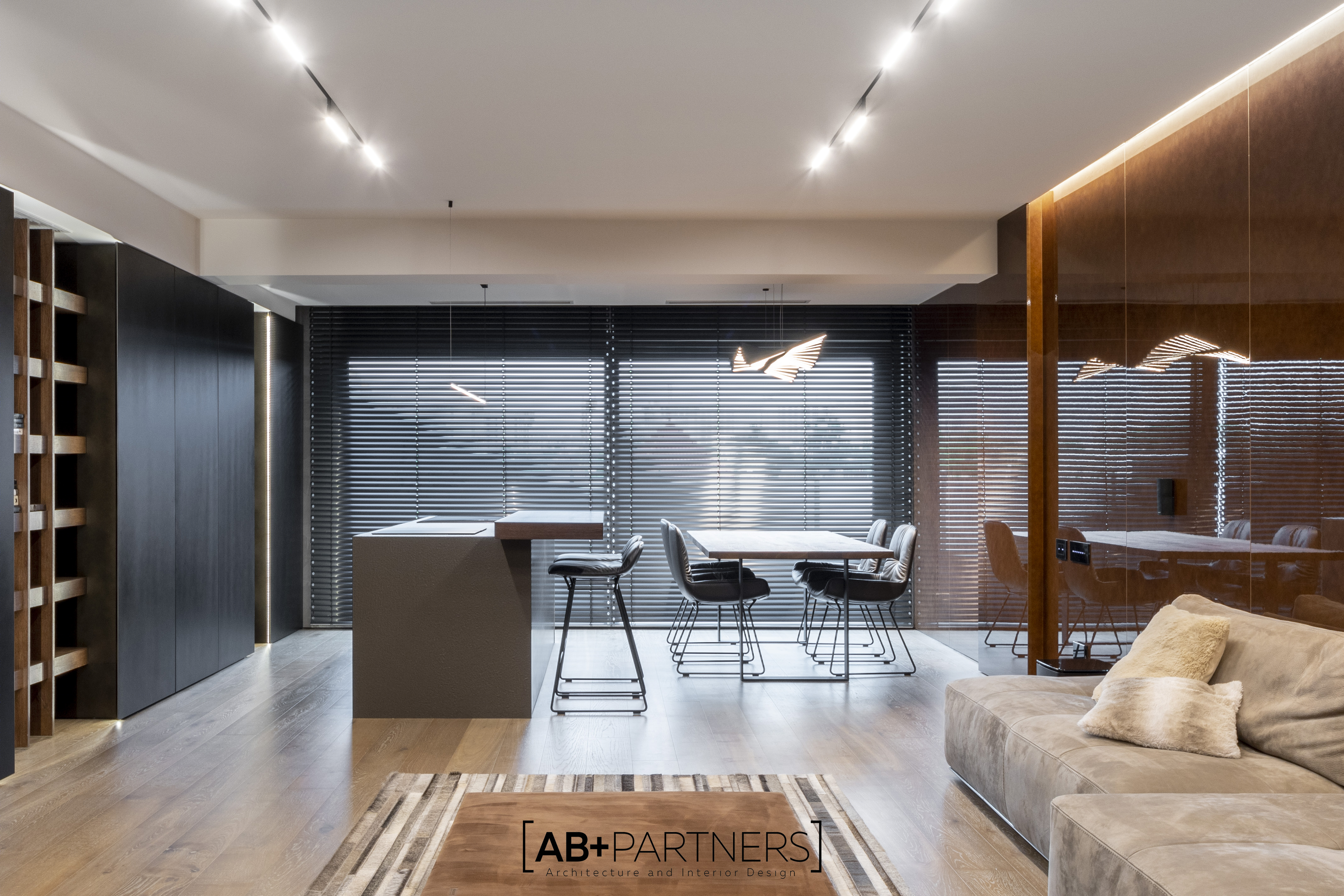 极简黑色公寓设计丨AB + Partners-1